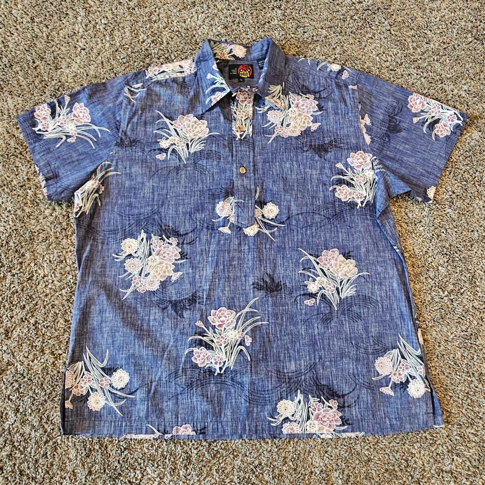 Liberty House of Hawaii‎ Ono Shirt Men’s L Blue Floral Hawaiian Aloha Casual
